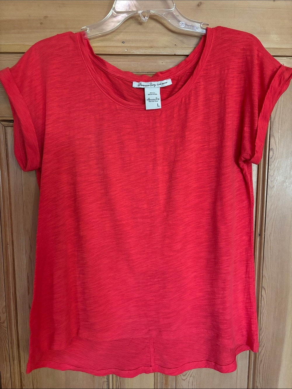 🍉AMERICAN RAG CAP SLEEVE SCOOP NECK TEE WITH HIGH LOW HEMLINE